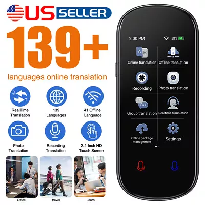 139+ Languages Translator Device 3.1”Touch Screen Two-Way Real-Time Translator • $62.99