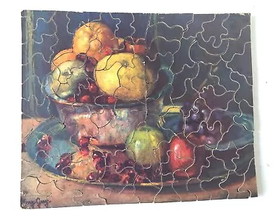 Vintage 1930's Jigsaw Puzzle Fine Art Bowl Of Fruit Mary Gray Artist 83 Piece • $12