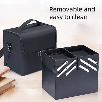 Foldable Makeup Jewelry Cosmetic Nail Tech Storage Case Extra Large Beauty Boxes • £24.60