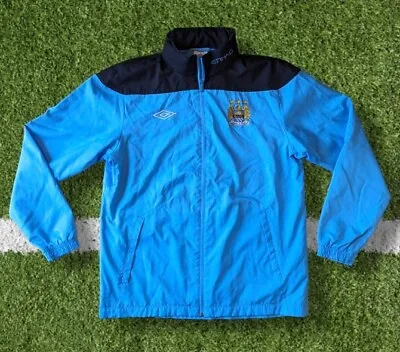 Manchester City Umbro 2010-2011 Full Zip Blue Warm Up Jacket Size Medium • £24.99