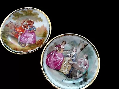 Meissner Limoges Collectible Miniature 2 Plates Romantic Scene France Fragonard • £8