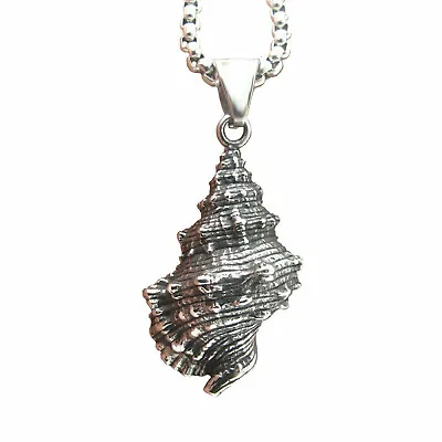 Mens Stainless Steel Beach Surfing Seashell Sea Shell Pendant Necklace For Gift • $7.99