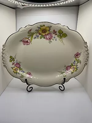 Vintage Homer Laughlin Virginia Rose 11.5  X 9  Platter K39N8 Pansies Floral • $12.60