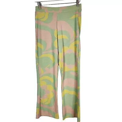 ZARA Pants Womens Small Pastel Jacquard Flared Trousers Bloggers Fave Mod Hippie • $26.97