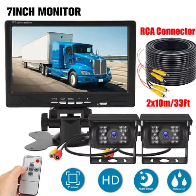 7  Monitor Car Truck 2 CCD Rear View Backup Reversing Camera Night Vision 10M HD • $68.89