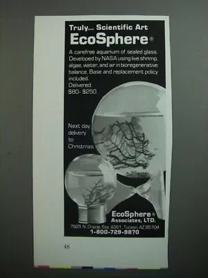 1989 EcoSphere Aquarium Ad - Truly Scientific Art EcoSphere • $19.99