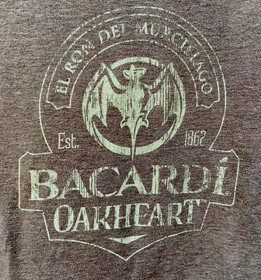 Women’s Size L Brown Bacardi Oakheart Spiced Rum Fitted Tee T-shirt Promo • £7.60