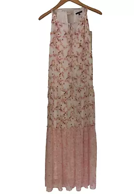 Anthropologie Drew Naomi Maxi Dress Size M Vintage Floral Ivory Tiered Chiffon • $34.95