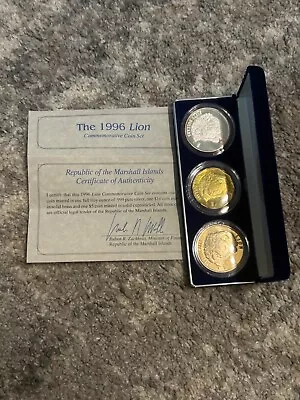 1996 Marshall Islands Lion Commemorative Coin Set $50 $10 $5 • $35