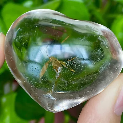 61G  Natural Clear Quartz Heart Shape Crystal Palm Reiki Healing • $0.99