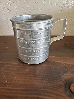 Vintage Aluminum Measuring Cup With Handle Rustic Patina Rare • $7