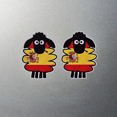 2x Spain Spanish Country Flag Sheep Lamb Vinyl Sticker Decal For Car 50x65mm • £2.59