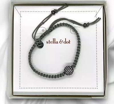 STELLA & DOT Crystal Charm & Macrame Rope Adjustable  SOLE BRACELET  (B198)  NIB • $7.99