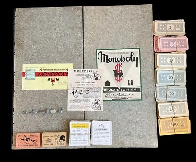 (2) Vintage Monopoly Game Boards And Accessories. 1936 & 1946 • $9.99