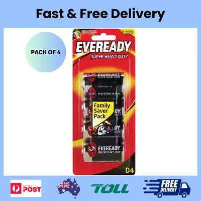 Super Heavy Duty D Size Batteries 4 Pack | Powerful Performance FREE SHIPPING AU • $14.59