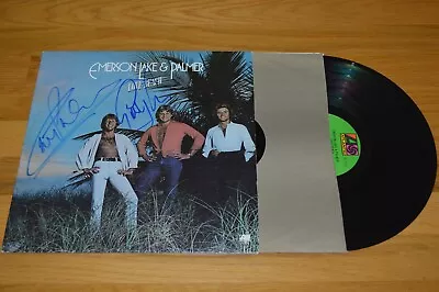 ELP  Greg Lake & Carl Palmer Autographed  Love Beach  Vinyl LP Beckett Hologram • $399.94