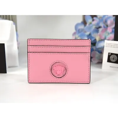 Versace Medusa Head Pink Gold Leather Card Case Holder NWT • $227.15