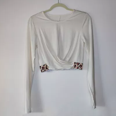 Fabletics Eco-Conscious Front Twist Long-Sleeve Top Cream Animal Print Size S • $28