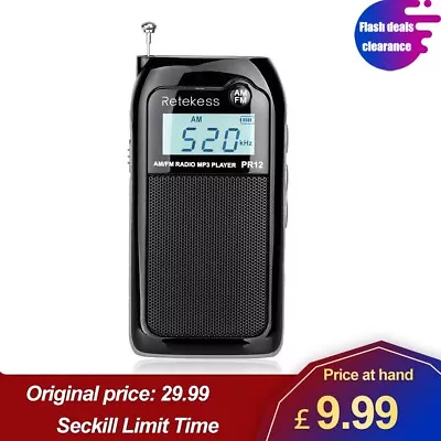 Retekess PR12 FM/AM Radio Receiver Digital MP3 Player Speaker • £9.99