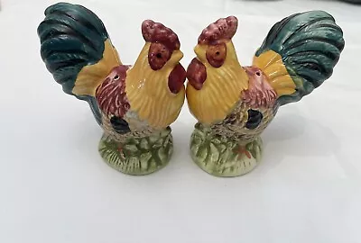 Vintage Ceramic Rooster Chicken Salt And Pepper Shakers Country Farmhouse • $8.99