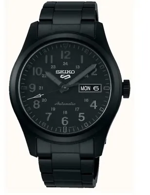 SEIKO SRPJ09 SRPJ09K1 Seiko 5 Automatic Stealth Field Watch Black 39mm • £195