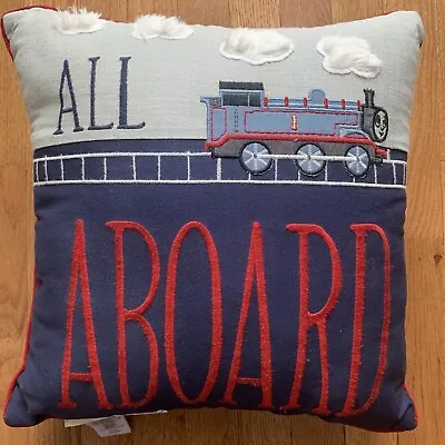 Pottery Barn Kids Thomas The Train Pillow  All Aboard  Friends Embroidered Patch • $39