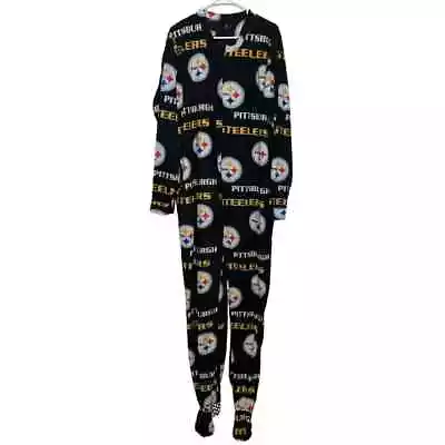 NFL Steelers Football Official Foot Lounge Pajamas One Piece Zip Front Men Large • $20