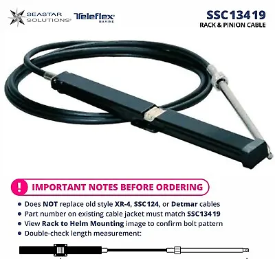 $179.99 • Buy SeaStar SSC13419 Rack & Pinion 19ft Mechanical Steering Cable Teleflex Marine