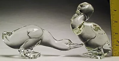 Vintage Viking Glass Fighting Ducks Pair #6712 Clear Figurines Made 1940-1960's • $59.99