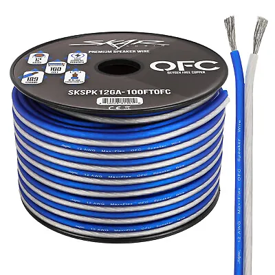 $58.39 • Buy Skar Audio Elite 12 Gauge Oxygen-Free Copper Speaker Wire 100 Feet (Blue/White)