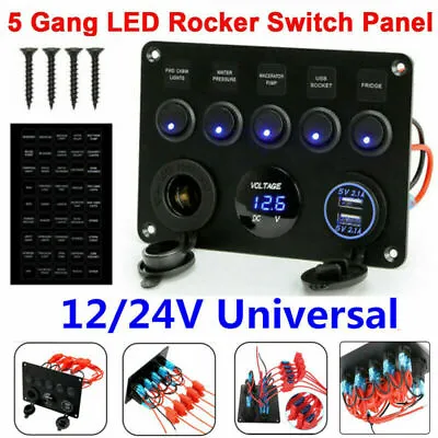 Inline Fuse Box Rocker Switch Panel LED Voltmeter USB Charger Socket Boat Marine • $24.25