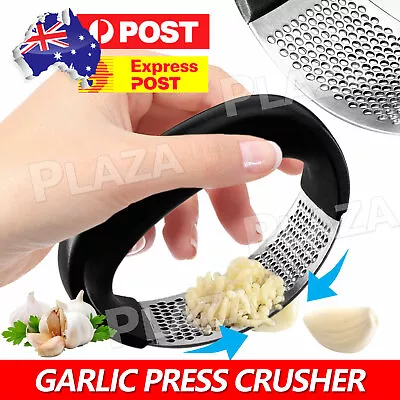 $8.95 • Buy Kitchen Stainless Steel Garlic Press Crusher Manual Rocking Mincer Squeezer AU