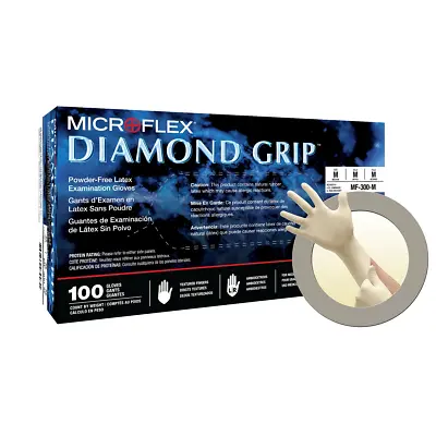 Microflex MF300L-CASE Diamond Grip Large Disposable Latex Gloves - 1000pk • $106.19