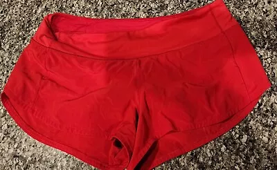 Lululemon Speed Up Red Shorts Womens Size 6 Reg Running Lined - Stained • $19.99