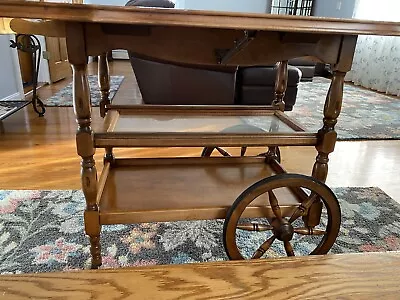 Antique Drop Leaf Table Cart Tea Server Bar Console End Side Vintage • $2500