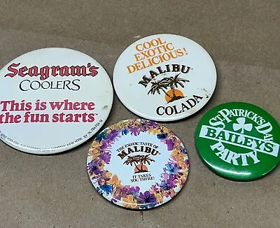 MALIBU RUM Seagram’s Bailey’s  - VINTAGE LAPEL PIN BUTTON PINBACK Lot- Liquor • $6.64