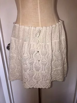 6 Shore Road. OS Lined Hand Crocheted Draw String Beach Mini Or Bustier Ivory • $20