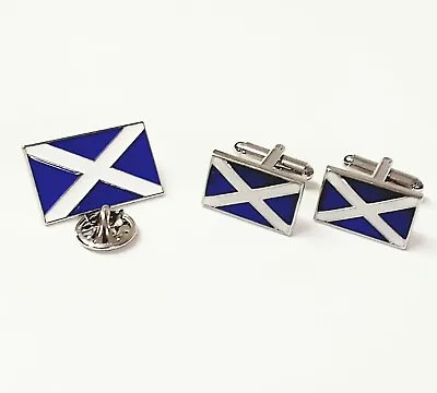 SALTIRE Flag Scottish Scotland Flag Cufflinks Or Lapel Pin Badge B50-80 • £8.99