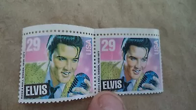 2 RARE ELVIS PRESLEY NAME ON STAMP Error Light Pink U.S. 29 Cent Postage Stamps • $199.99