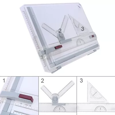 A3 Drawing Board Table Top Architects Design Box + Parallel Rulers Corner Clips • £27.48