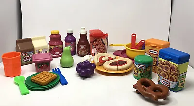 Vintage Little Tikes Food 30 Pieces HTF Corn Mac N Cheese Drinks Yogurt Waffles • $40