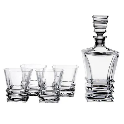 Royal Doulton Crystal  Prism Decanter Set  | Decanter & 4 Tumblers *NEW IN BOX* • $240