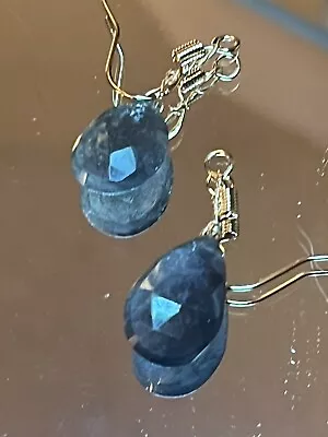 Labrodite Pear Faceted Pierced Earrings! 13 X 10 14 X 11 Mm! Dangly! Sparkly! • $15