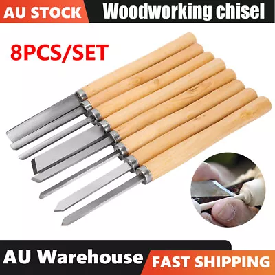 8pc Heavy Duty HSS Wood Lathe Chisel Set Turning Tool Wood Carving Gouge Durable • $30.45