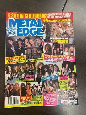 METAL EDGE Magazine 1990 SKID ROW SLAUGTHER KISS MOTLEY CRUE Lita Ford POISON • $3.99