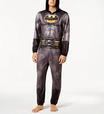 $161 Briefly Stated Men'S Pjs Gray Batman One Piece Jumpsuit Sleepwear Size M • $8.78