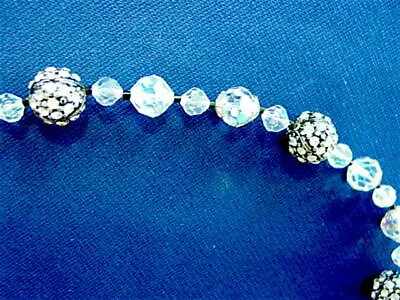 Vintage Signed Vendome Rhinestone Ball & Clear AB Bead Necklace Unused Orig Tags • $49.99