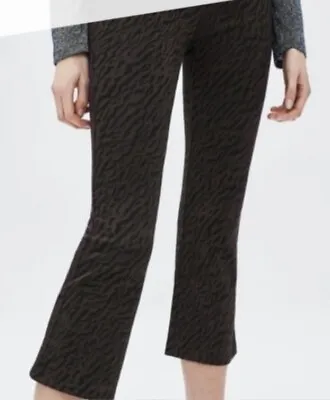 New Zara Black Cheetah Print Slim Pants Womens S Trouser Flared • $20