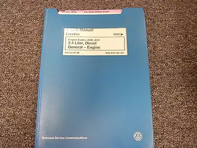 $59.35 • Buy 1992 1993 1994 1995 1996 Volkswagen VW Eurovan 2.4L Diesel Engine Repair Manual