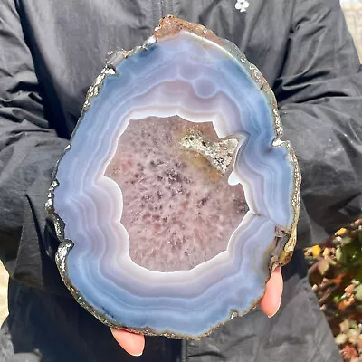 1.30LB Natural Agate Striped Crystal Quartz Hand-cut Mineral Specimen Healing • $0.99